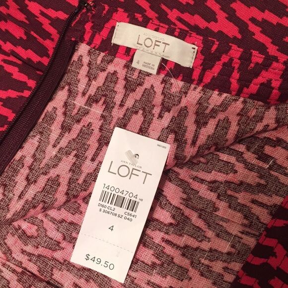 Ann Taylor Loft Aztec Print Linen Rayon Skirt Sz $ - Picture 3 of 8